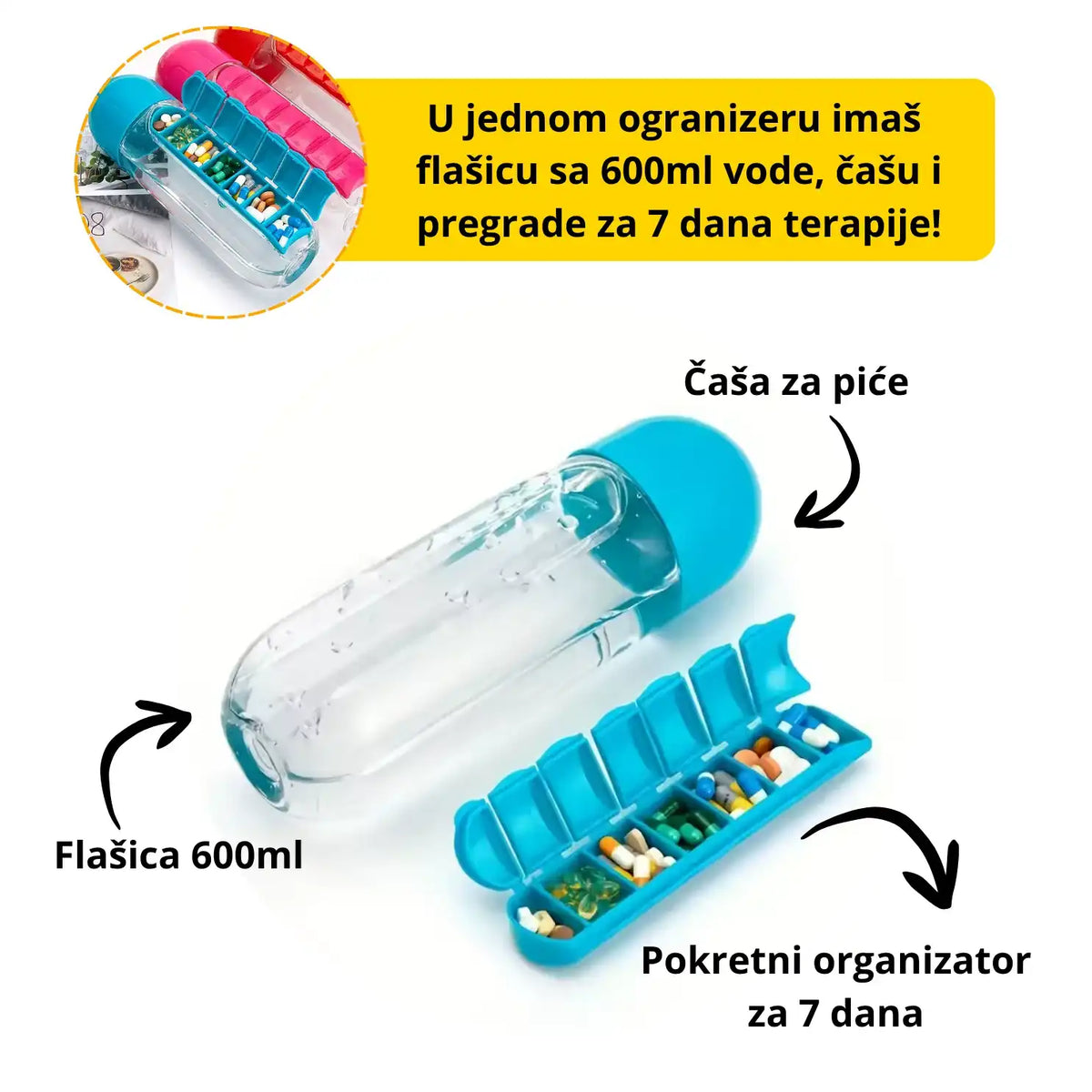 Sedam pregrada za lekove u organizeru