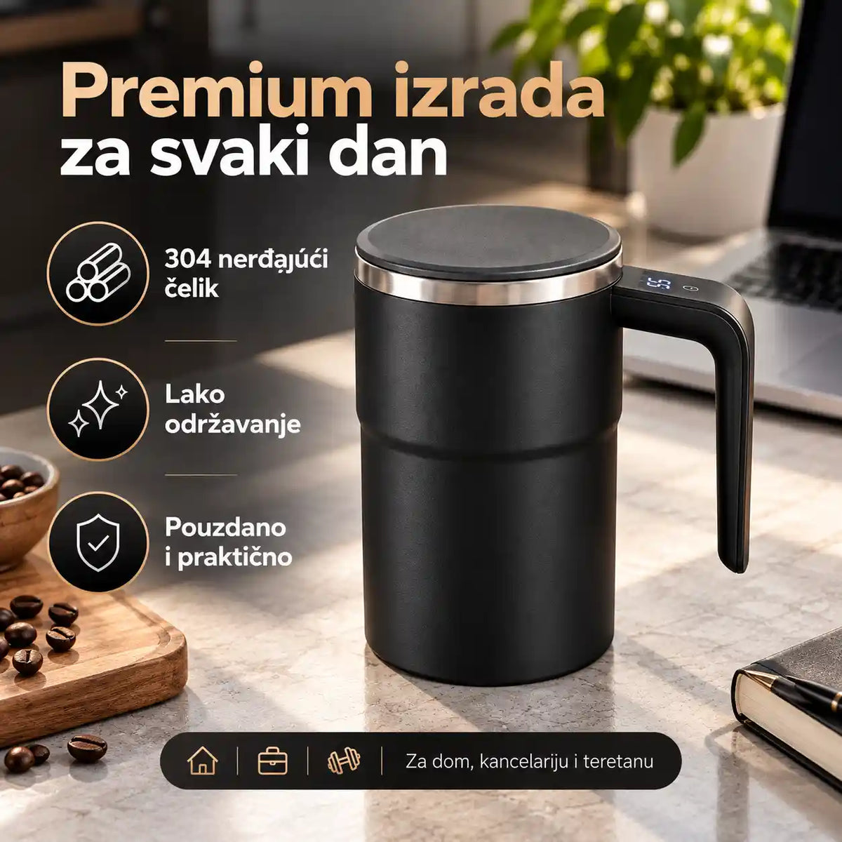 Šolja sa poklopcem i USB punjenjem