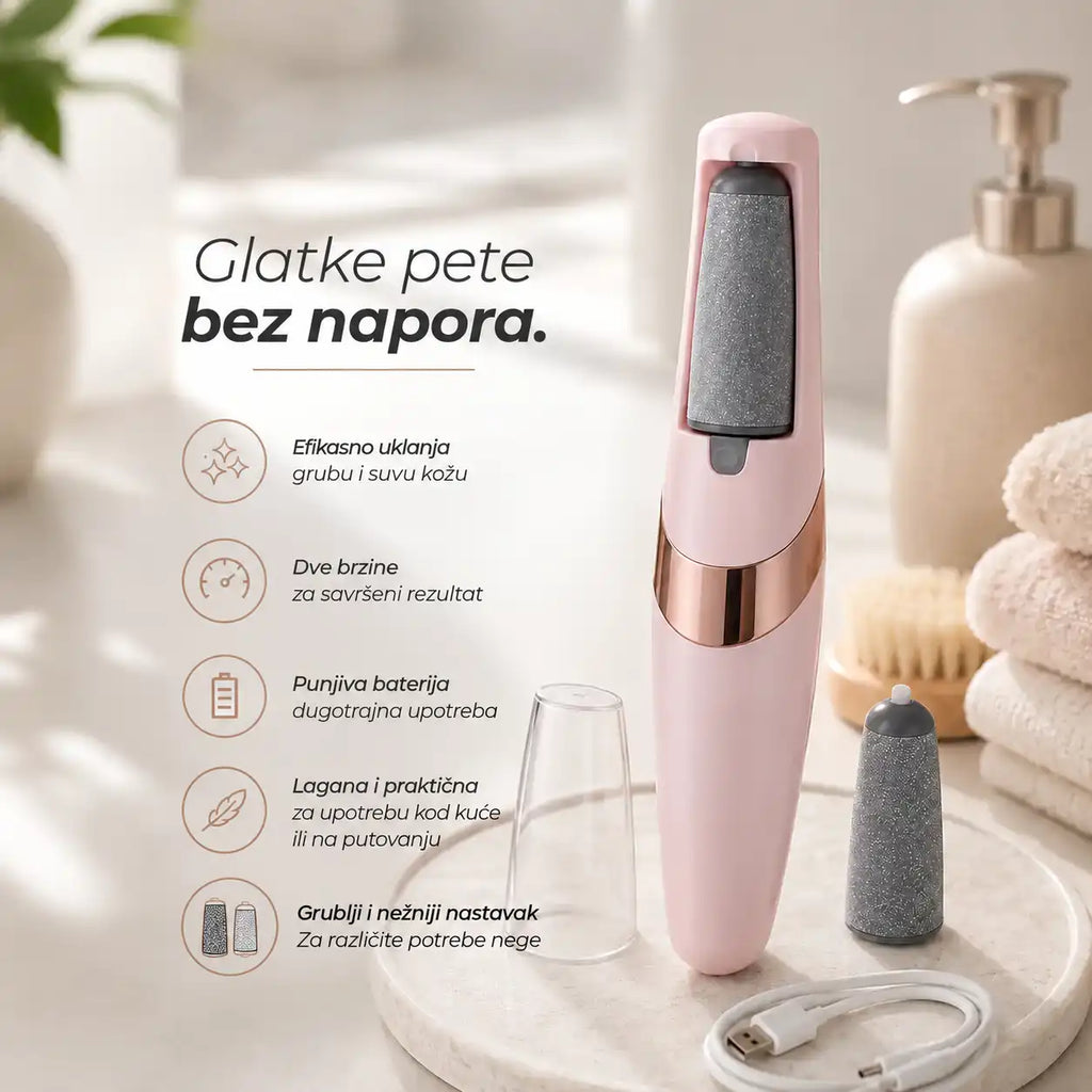 Električna turpija za pedikir, bežična, sa dva nastavka