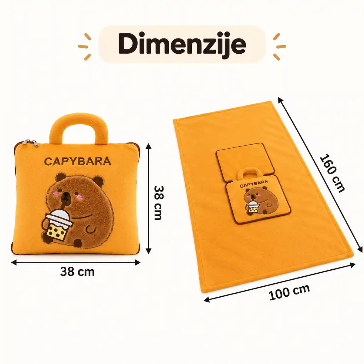 Jastuk ćebe 2u1 - prikaz proizvoda i dimenzija
