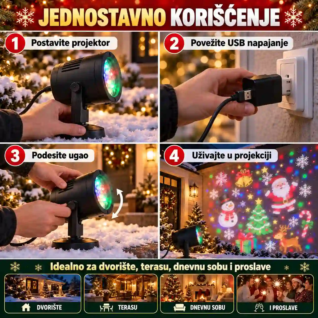 Praznični motivi projektovani na zidu