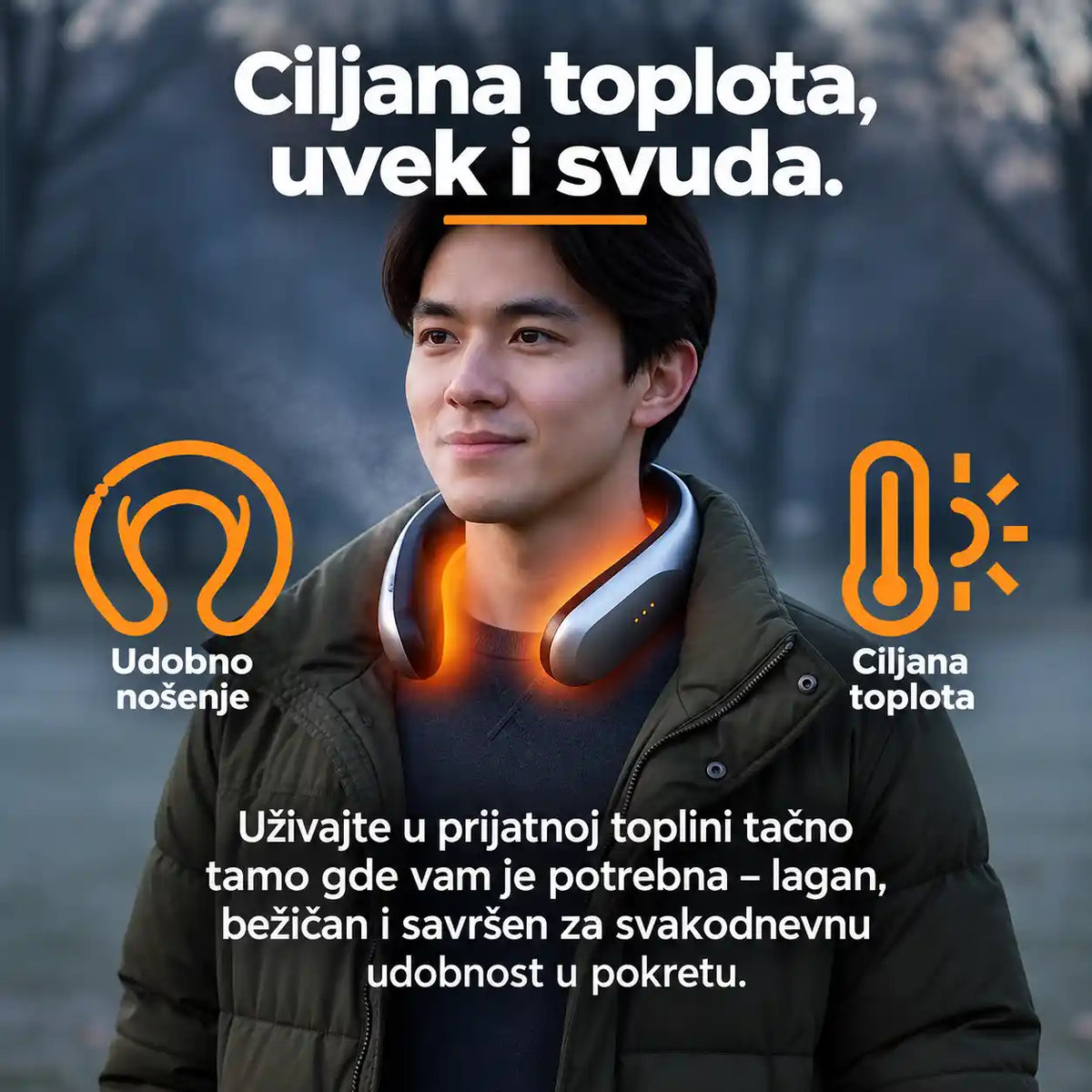 Grejač za vrat u upotrebi